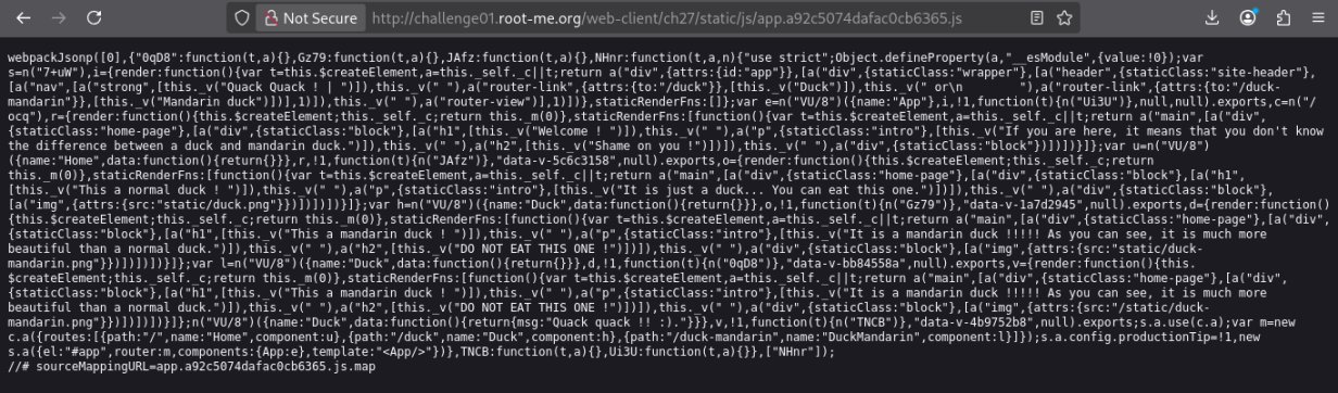 Browsing to the JS bundle directly in the address bar