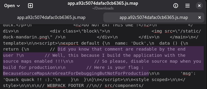 Flag found in the source map file